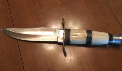 CHIPAWAY CUTLERY 6.25" FIXED BLADE KNIFE 5" WHITE BONE HANDLE BLK SPACERS - Image 1 of 4