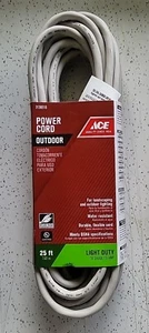 Ace 3138518, Outdoor Landscaping 25' Power Cord, Light Duty, Grounded - Picture 1 of 2