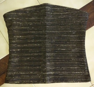 Винтажный CHERYL CREATIONS металлический золотой/черный укороченный трубка верх (M) - Изображение 1 из 4