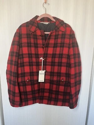 New Aspesi Checked Wool-Fleece Blouson Jacket - Red SZ L Missing Button - Image 1 of 4