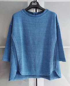 Wrap London hemp & cotton T-shirt sweatshirt top blue XS UK 6 8 - Picture 1 of 12