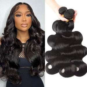 Black 3 Bundles 20'' Body Wave Indian 100% Human Hair Wig Virgin Weave Fashion - Picture 1 of 14