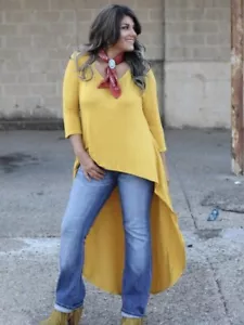 Long Sleeve Hi/Lo Top in Mustard - L/XL - FINAL SALE - Picture 1 of 2