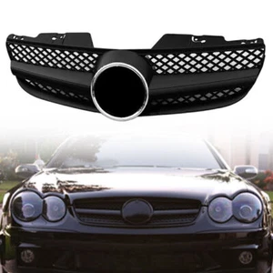 For Mercedes Benz R230 SL550 SL63 2007-2008 1 fin Front Grille Grill Matte Black - Picture 1 of 4