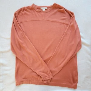 Suéter Vintage GEOFFREY BEENE Naranja Mezcla Seda Talla XL Cuello Redondo Preppy - Imagen 1 de 9