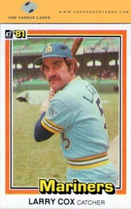 1981 Donruss Seattle Mariners Baseball Card #285 Larry Cox - Picture 1 of 2