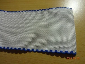 Stickband Aidastoff weiß mit blauen Rand 8 cm 7008/15 1 Meter - Bild 1 von 2