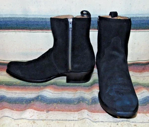 Hombres Rujo The Reno Negro Gamuza Cuero Botas de Vaquero 10.5 EE Nuevas en Caja - Imagen 1 de 7