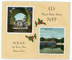 Radio tarjeta de Navidad #6N de la década de 1930 del Cuerpo de Marines de los Estados Unidos Peiping China Coronel Martson - Imagen 1 de 3