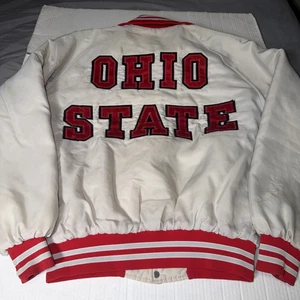 Vintage Ohio State Buckeyes Varsity Bomber weiß hinten genäht Größe M/L - LESEN - Bild 1 von 18