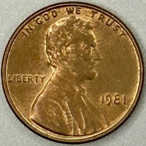 1981 No Mint Mark Circulated XF-Details Red/Brown Lincoln Penny - Picture 1 of 4