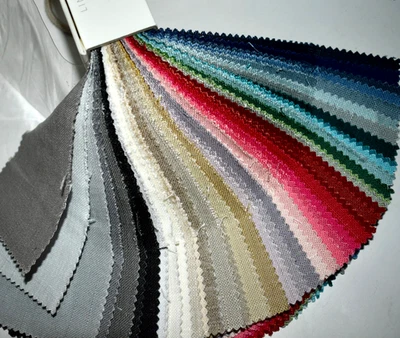 FABRIC SAMPLE BOOK Multi-Color LINEN HUES Solids 60pcs LOT A Rainbow of Colors! - Image 1 of 4