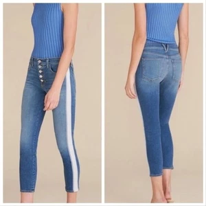 Pantalones de mezclilla ajustados Veronica Beard Debbie para mujer 27 azul esmoquin rayas cintura alta  - Imagen 1 de 12