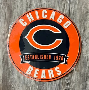 Chicago Bears 12" Diameter Embossed Aluminum Shrink-Wrapped Licensed Sign - Picture 1 of 2