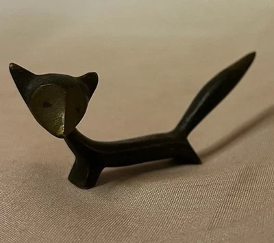 1950s Modernist Austrian Vienna Bronze WALTER BOSSE FOX Figurine 2” - Image 1 of 4
