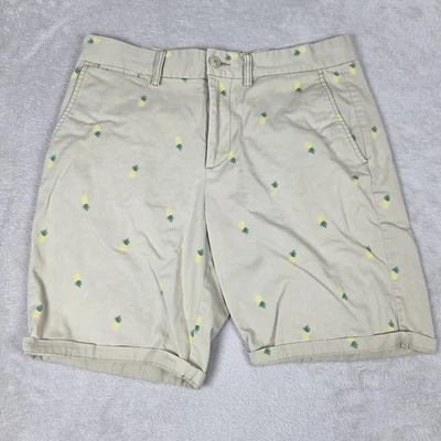 Pantalones Cortos Old Navy Para Hombre 34 Beige Estampado Piña Ultimate Slim Chino Informal Verano Foto 1 de 4