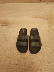 Funkymonkey Womens Black Adjustable Slip-On Casual Flat Slide Sandals Size 8 - Picture 1 of 7