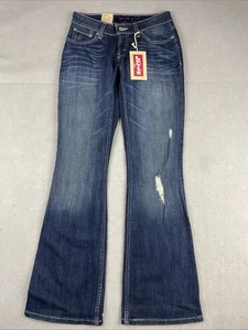Levi’s Curvy Boot Cut 528 Juniors 3 Medium Distressed Iced Indigo Stretch Jeans - Picture 1 of 19