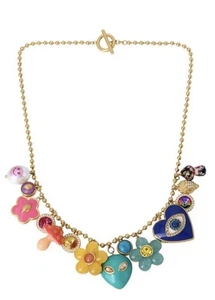 COLLAR Kurt Geiger London MEZCLADO Arco Iris Extravagante Dije Tono Dorado Estrás Raro - Imagen 1 de 10
