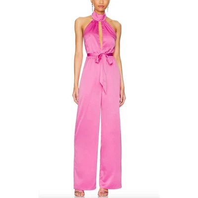 Mono Revolve Rosa Satinado MEDIANO Recorte Pierna Ancha Cóctel Más por Venir $88 NUEVO Foto 1 de 4