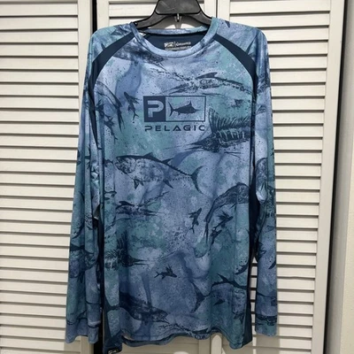 Camisa Manga Larga Pelagic VaporTek Offshore Gear 3XL Usada Azul Juego Peces Foto 1 de 4