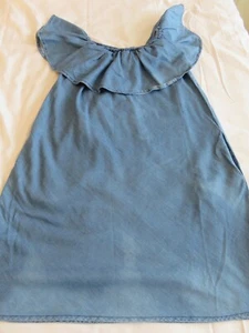 DENIM & CO PRETTY BLUE 100% COTTON SHORT DRESS WITH A BIG YOKE COLLAR UK 12 - Picture 1 of 13