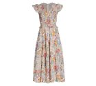 NWT Sea New York Ines in Cream Floral Smocked Tiered Midi Dress 6 $395