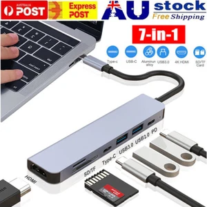 USB-C Type-C Hub To USB 3.0 4K HDMI SD/TF Adapter 7 in 1 For PC Laptop Mac ipad - Picture 1 of 17