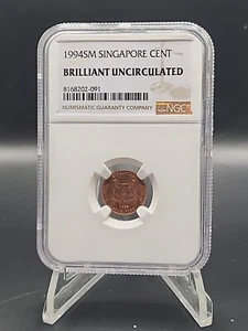 1994 Singapore 1 Cent BRILLIANT UNCIRCULATED (NGC) - Picture 1 of 2