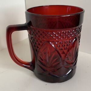 Ruby Red Arcoroc Luminarc Vintage glass mug France 4" Cristal d'Arques Durand