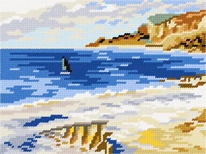DIY Printed Tapestry Kit "Sailboat in St. Address", size 10.6x14.2 in / 27x36 cm - Picture 1 of 1