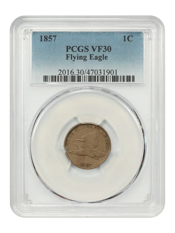 1857 Flying Eagle 1c PCGS VF30 Cover