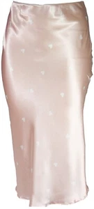 Gonna elegante splendida rosa cuori effetto raso dritta a matita lunghezza 33" - Foto 1 di 3