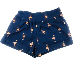 Cotton on Kids Girls Blue Pleated Shorts with Metallic Pink Toned Flamingos 8 - Picture 1 of 6