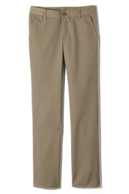 Pantalones chinos Lands' End hierro mezcla rodilla frente liso caqui 11 sin dobladillo nuevos sin etiquetas (457) Foto 1 de 2