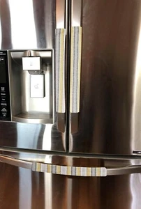 Yellow Gray Beige Stripes Refrigerator Oven Dishwasher Handle Covers - Picture 1 of 2