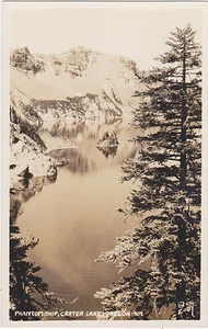 RPPC,Crater Lake,Oregon,"Phantom Ship",Klamath Co.Eddy Photo,#409,c.1937-40s - Picture 1 of 2