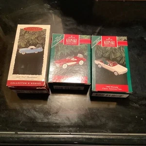 3 Hallmark Keepsake Ornament 1966 Mustang 1957 Corvette 1956 Thunderbird - Picture 1 of 4