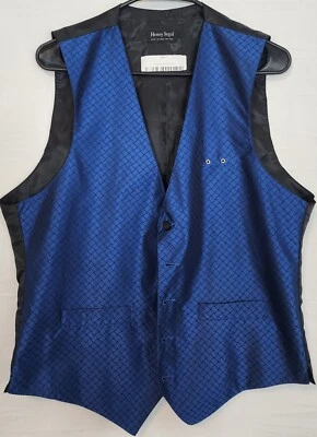 Henry Segal Hombre Traje Esmoquin Chaleco Metálico Azul y Negro, Talla 40 Foto 1 de 4