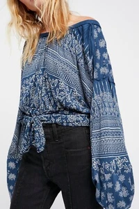 Free People Weekend Warrior blaues Oberteil mit offenem Rücken Größe Small - Bild 1 von 12
