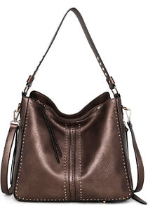 Montanna West Large Bronze/Leather Concealed Carry Purse Shoulder Bag Tote