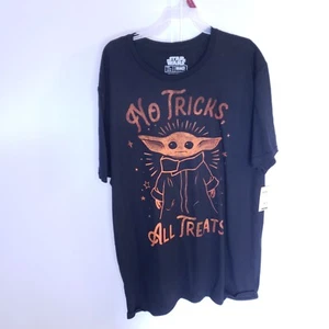 Mad Engine Mens Black Star Wars The Mandalorian Grogu Halloween T-Shirt - Picture 1 of 5