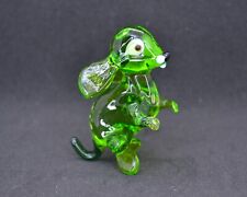 Green Glass Rabbit Figurine Easter Gift - Art Glass Rabbit Ornament