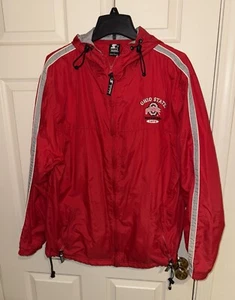 Ohio State Buckeyes Jacket Mens Large Red Starter Windbreaker with Hood - Picture 1 of 9