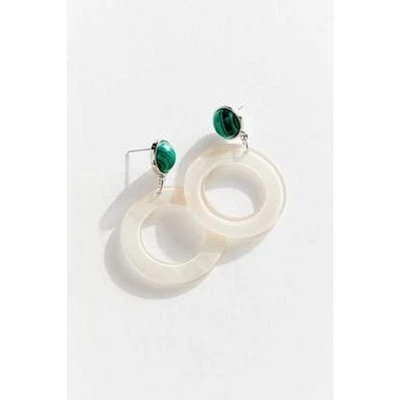 Pendientes de aro de resina Saoirse Urban Outfitters para mujer nuevos con etiquetas 38 blanco esmeralda Foto 1 de 4
