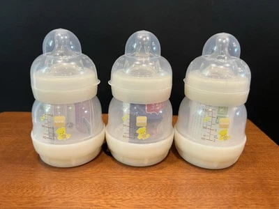 3 MAM Anti-Colic Baby Bottles 4.5oz – Self Sterilizing – BPA-Free – Newborn Fee - Image 1 of 4