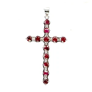 925 Sterling Silver Pendant Round Ruby 3.5mm Natural Gemstone Jewelry - Picture 1 of 13