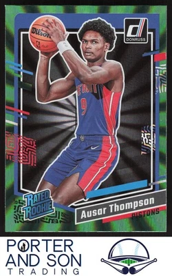 Ausar Thompson RC Green Laser Holo 2023-24 Donruss #228 Detroit Pistons - Image 1 of 2