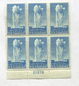 US STAMP SC744 PB6 YELLOWSTONE BLUE MNH (D585) - Picture 1 of 2