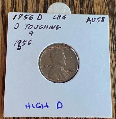 Centavo de trigo Lincoln 1956 D error con alta D - bonito detalle - propiedad Foto 1 de 2